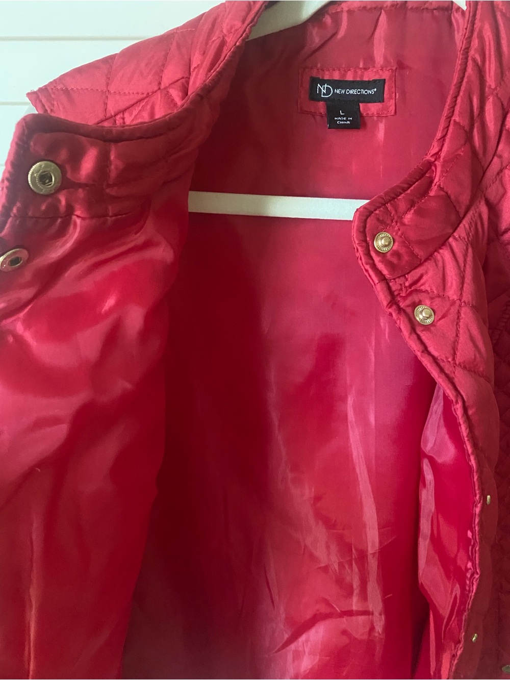 new directions Quilted Red Snap-Front Vest - Picture 6 of 8